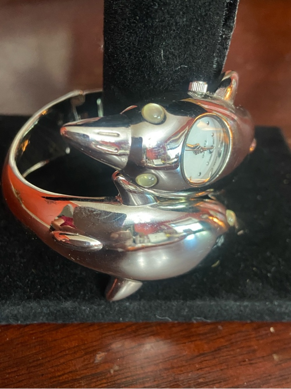 Novelty Dolphin Wrap Silver Bangle Watch